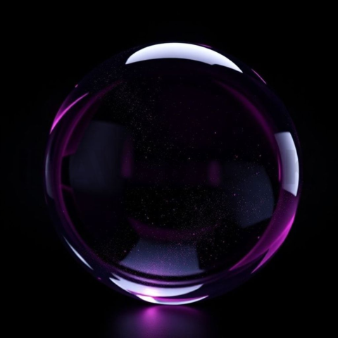 Circular Glass Orb Magenta Subtle Glow Dark Glassmorphism Element 2025 – 8K