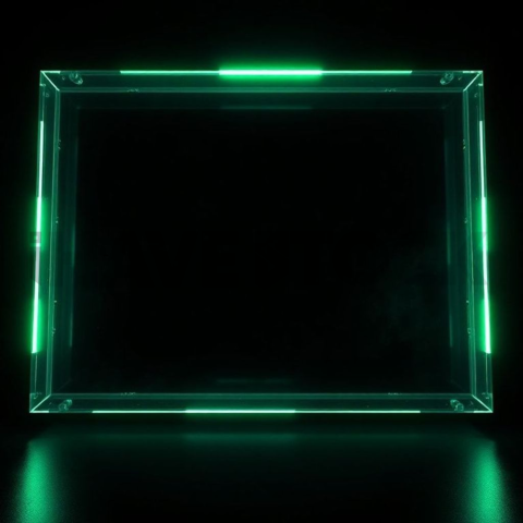 Glass Panel Frame Green Neon Ultra Glow Dark Glassmorphism Element 2025 – 8K(3)