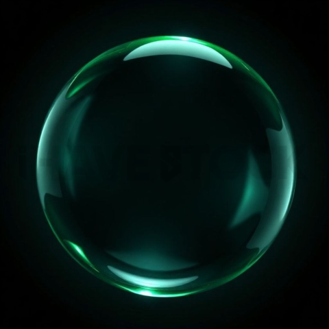 Circular Glass Orb Green Neon Medium Glow Dark Glassmorphism Element 2025 – 8K