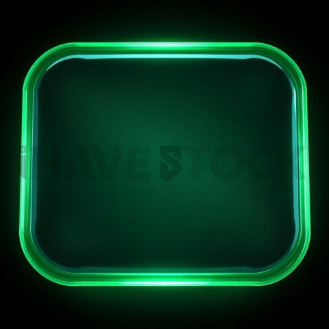 Frosted Glass Button Green Neon Subtle Glow Dark
